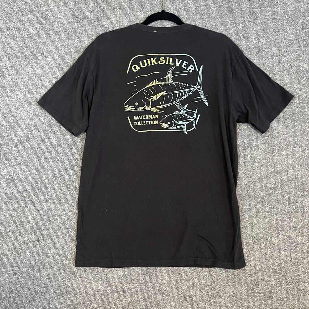 Quiksilver Shirt‎ Mens Small Black Crewneck Tshirt Casual Surf Skate Waterman